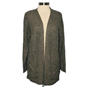 Hooked Up by I.O.T XL Gray Braided Sides Chunky Knit Open Front Cardigan